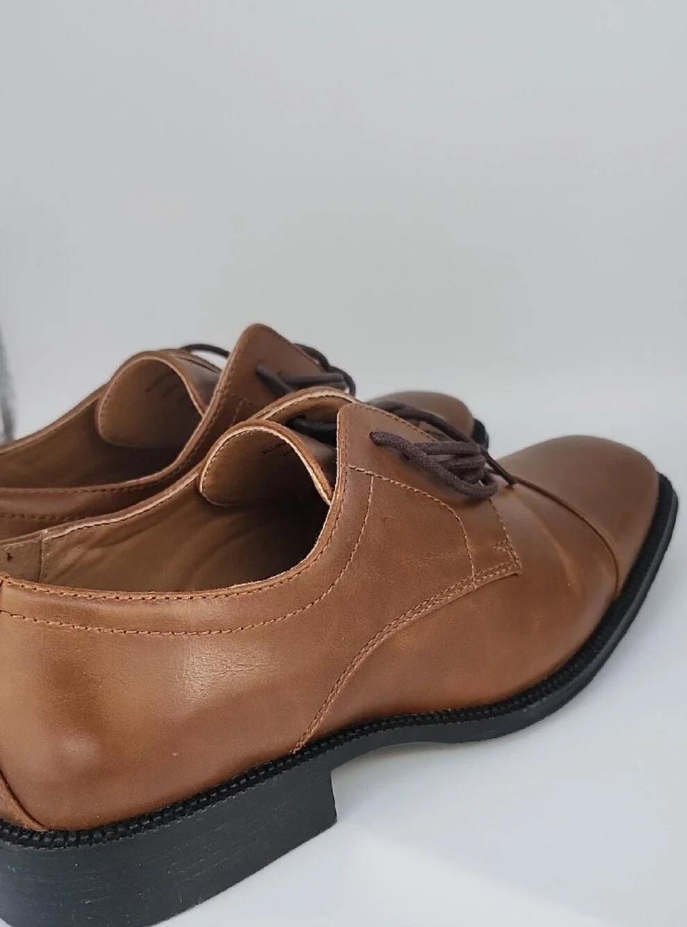 Alfani Brown Leather Lace-Up Shoes